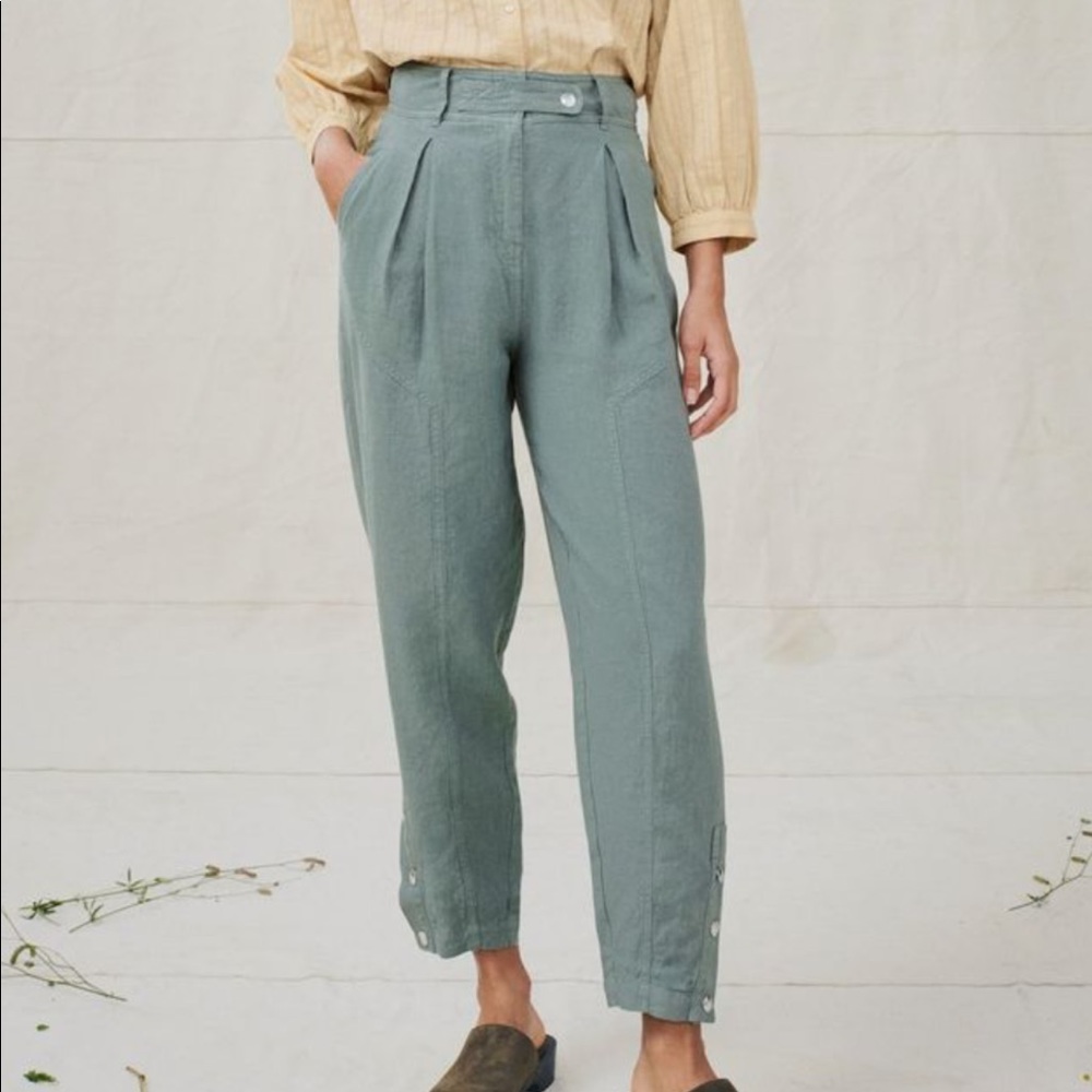 GREY Wrap London high waisted 100% linen trousers